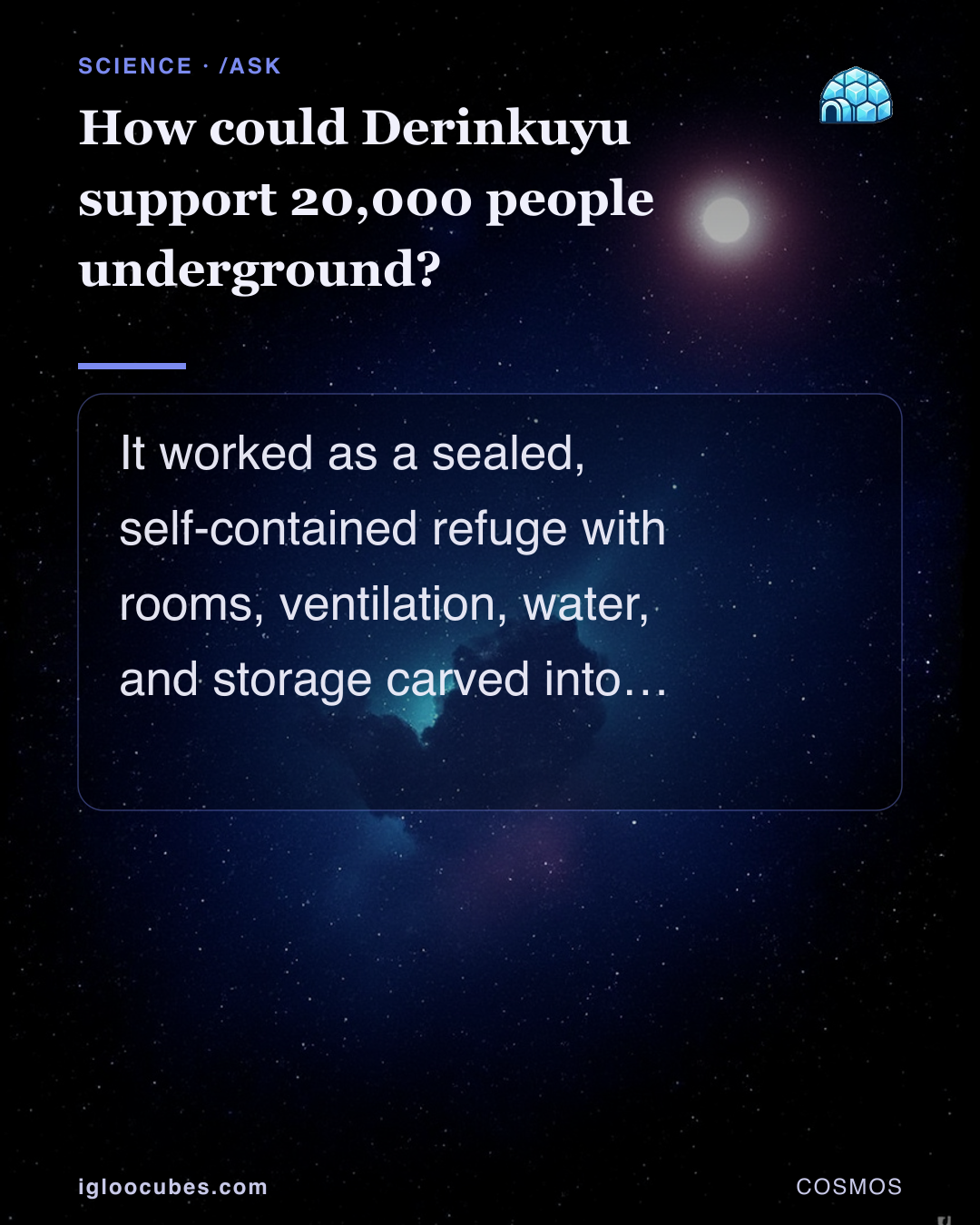 How could Derinkuyu support 20,000 people underground?