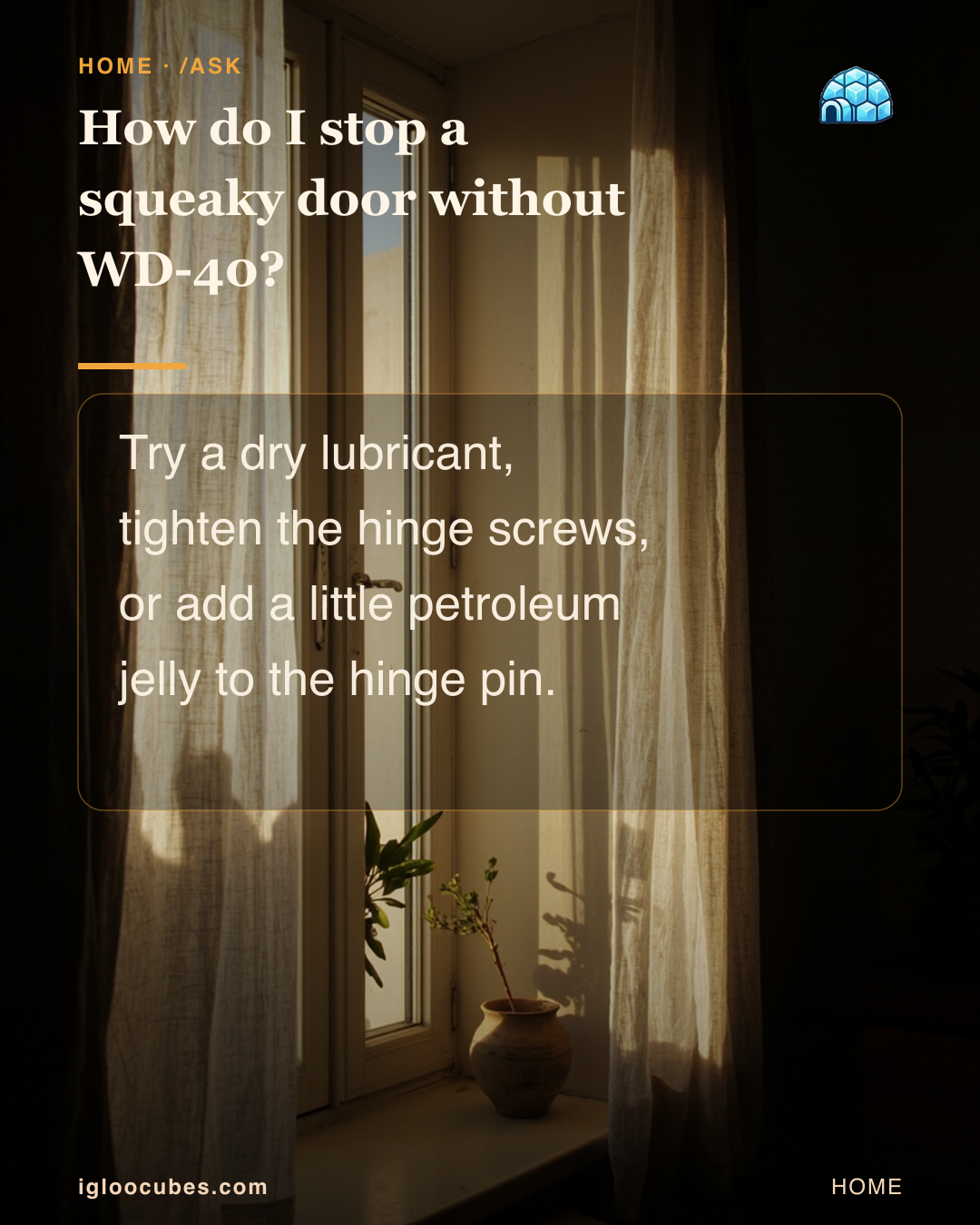 How do I stop a squeaky door without WD-40?