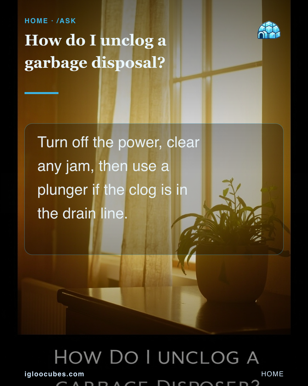 How do I unclog a garbage disposal?