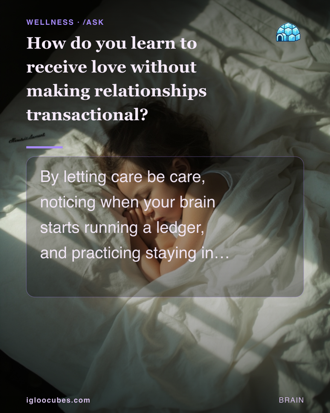 How do you learn to receive love without making relationships transactional?
