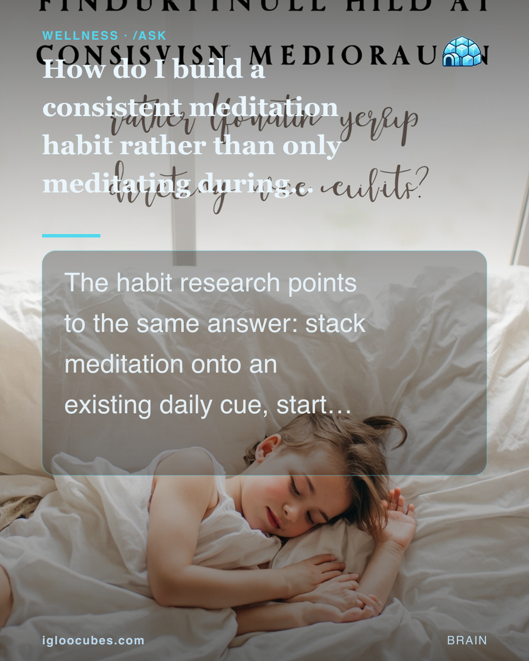 How do I build a consistent meditation habit rather than only meditating during crises?