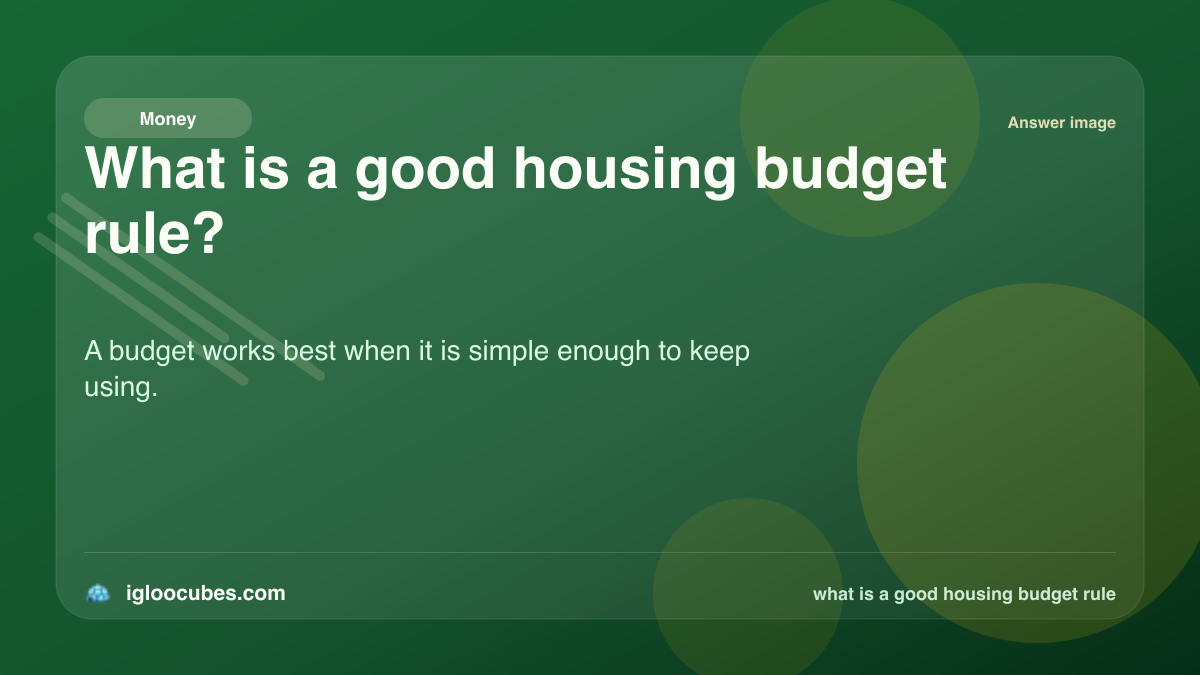 What is a good housing budget rule?