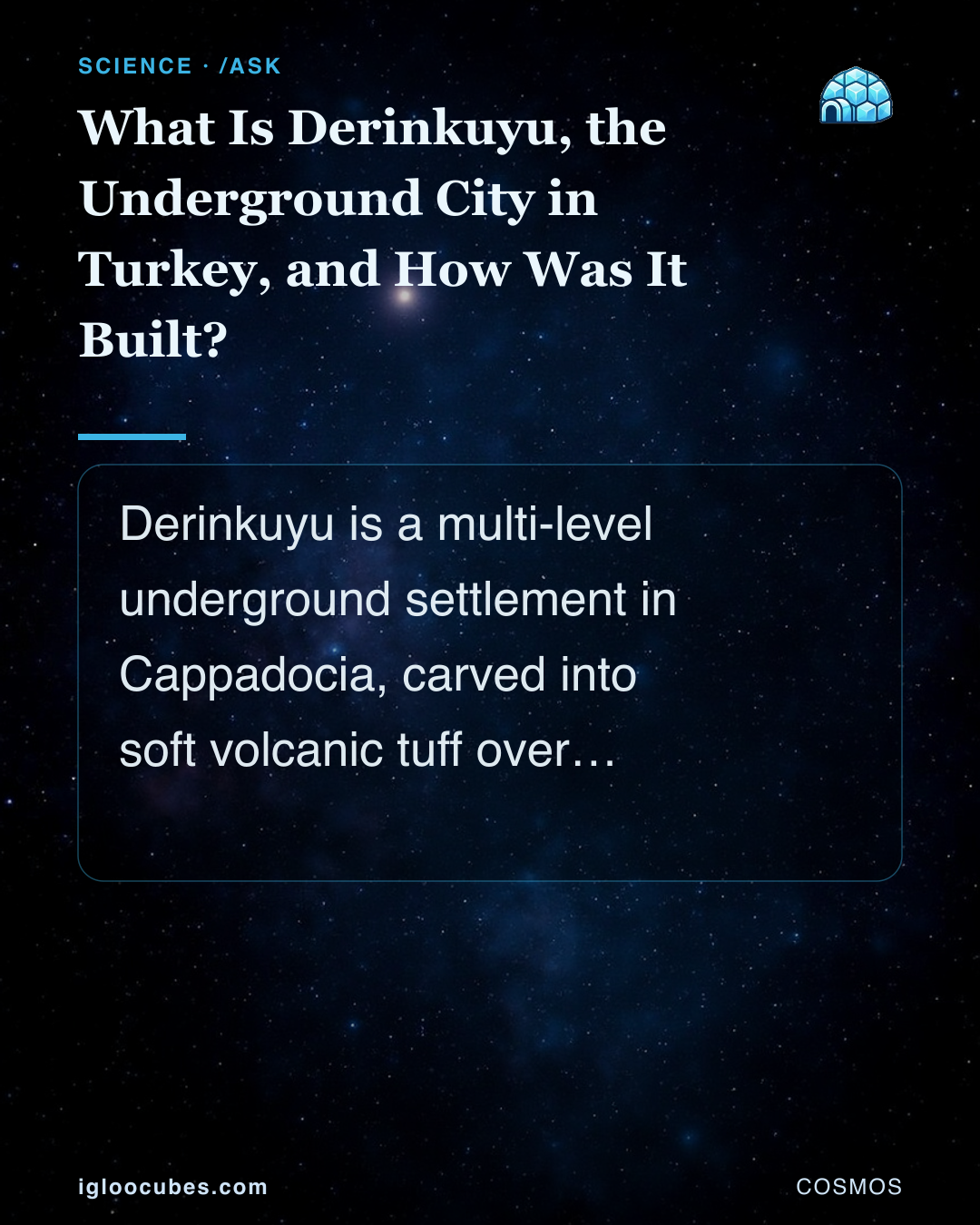 What Is Derinkuyu, the Underground City in Turkey, and How Was It Built?