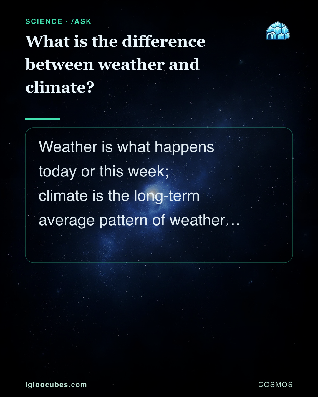 What is the difference between weather and climate?