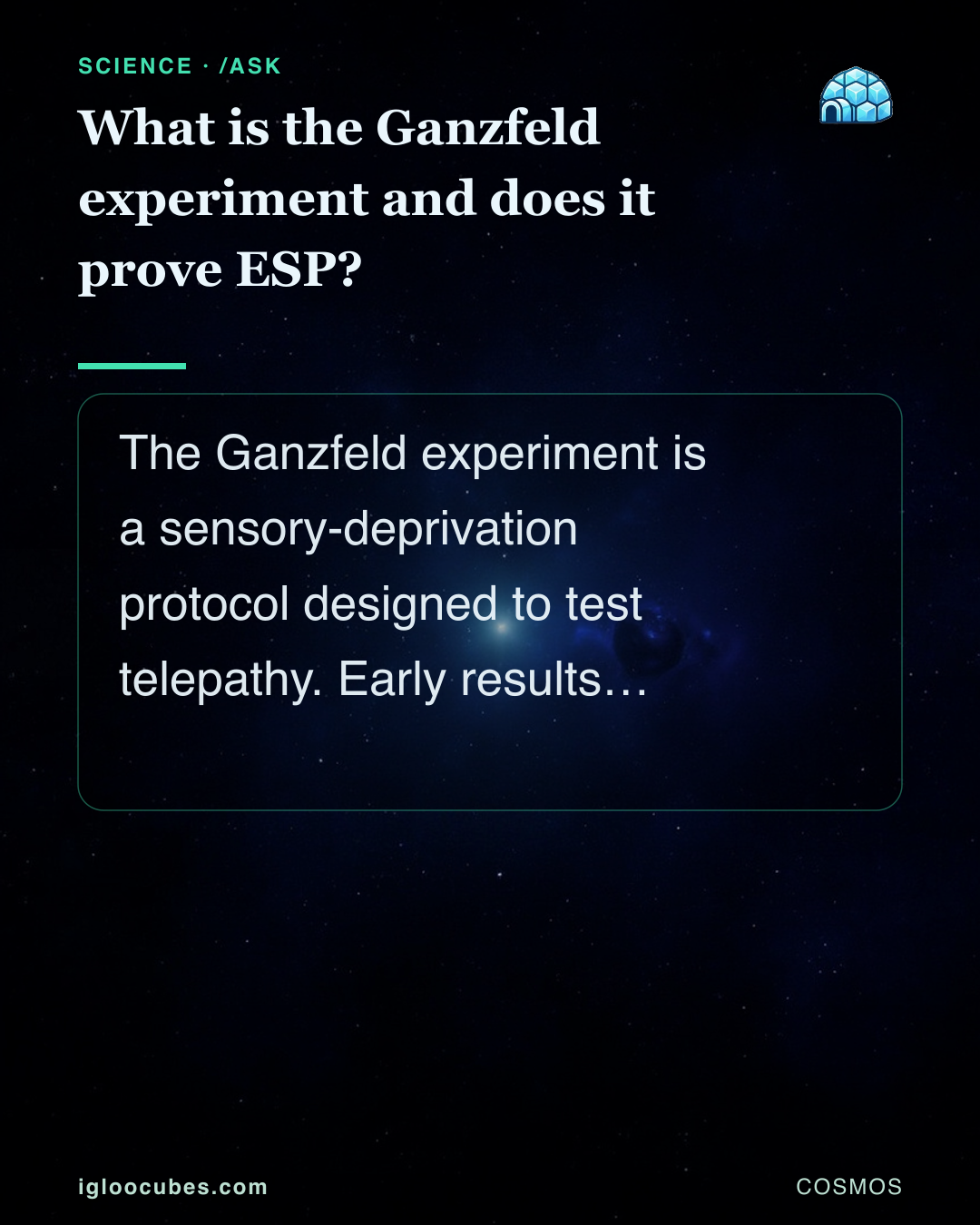What is the Ganzfeld experiment and does it prove ESP?