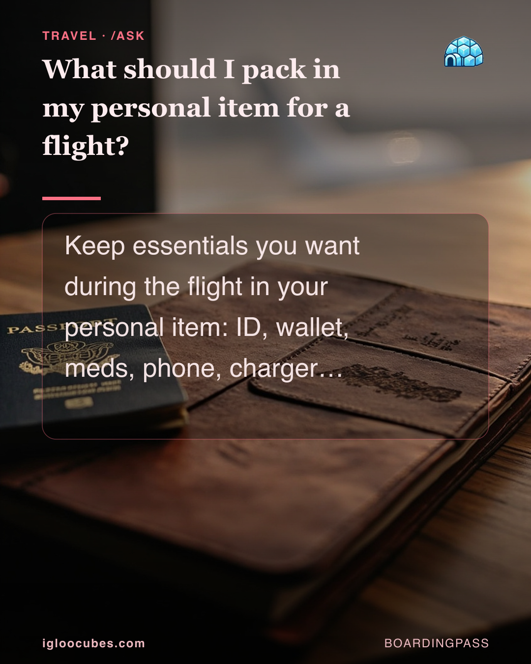 What should I pack in my personal item for a flight?