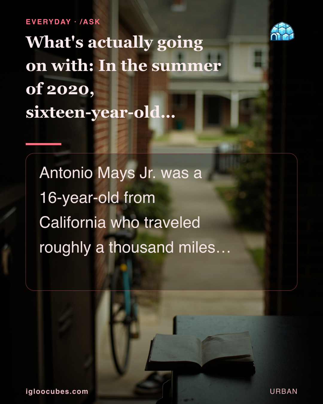 What's actually going on with: In the summer of 2020, sixteen-year-old Antonio Mays Jr?
