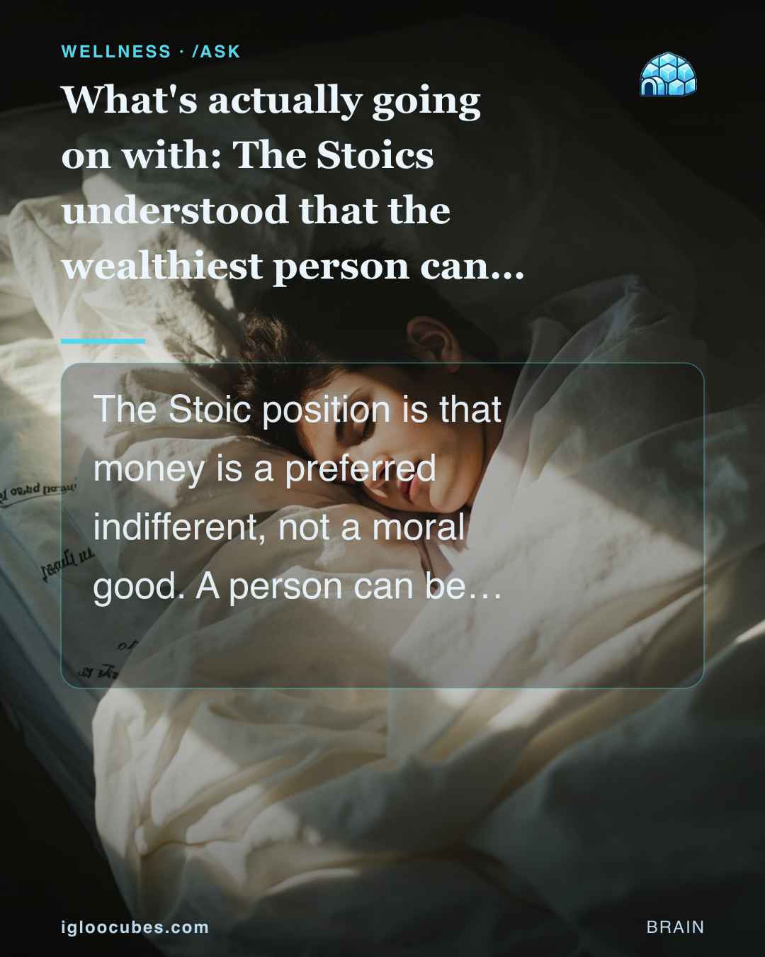 What's actually going on with: The Stoics understood that the wealthiest person can still be a pauper?