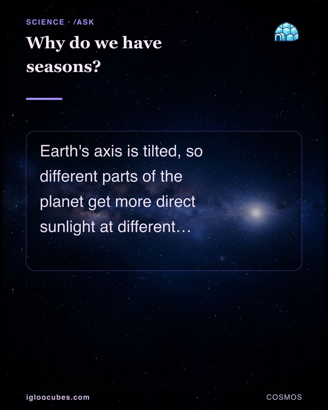 Why do we have seasons?