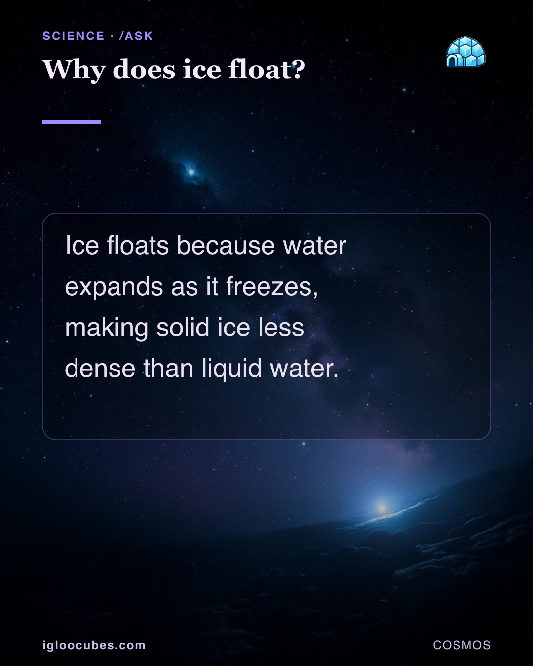Why does ice float?