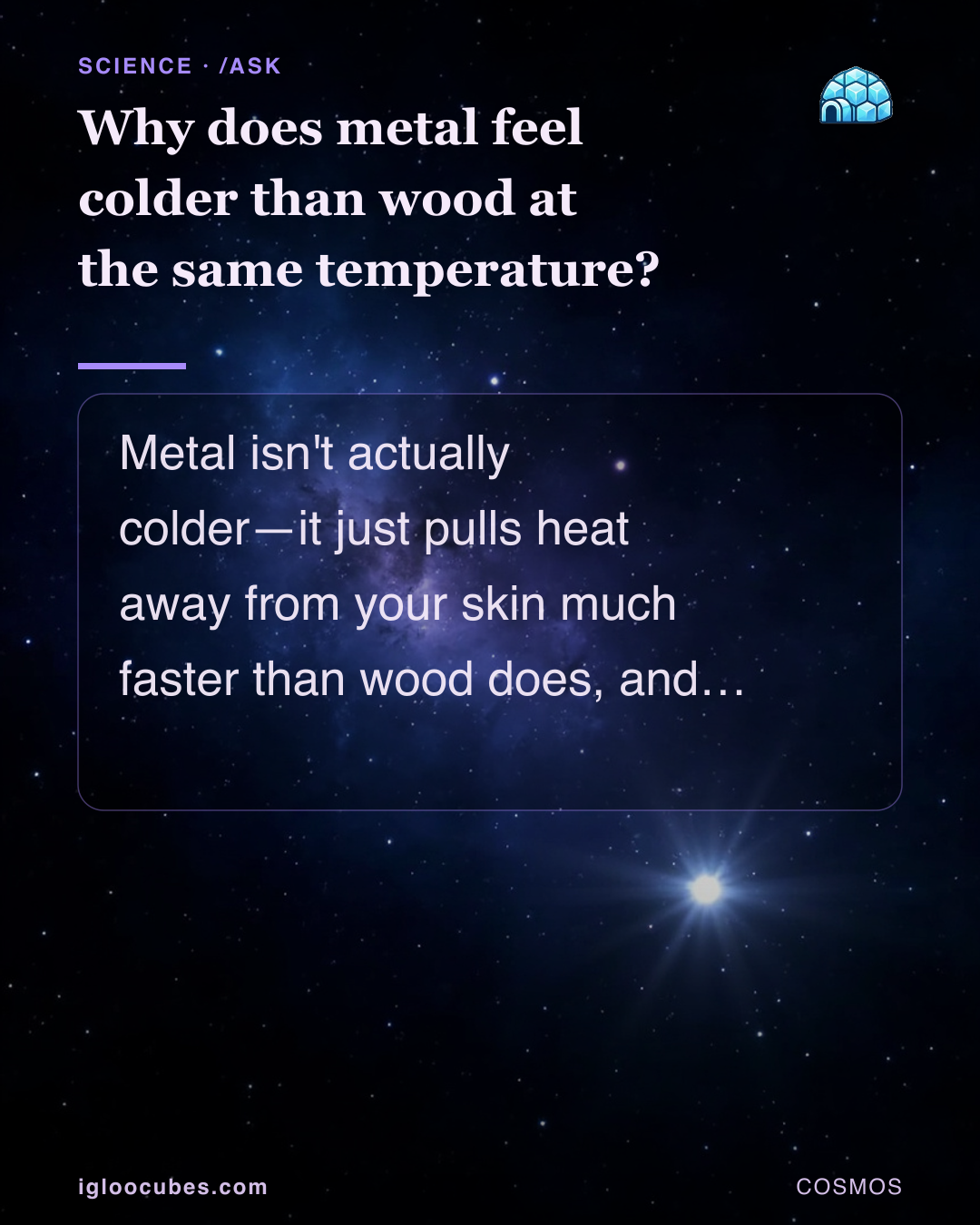Why does metal feel colder than wood at the same temperature?