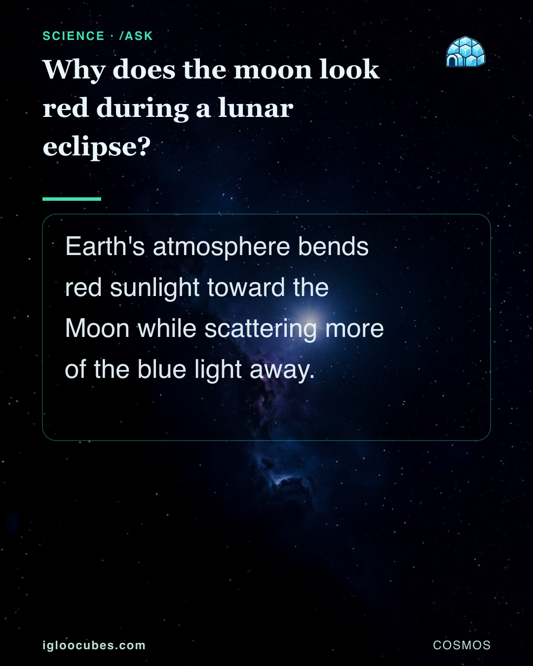 Why does the moon look red during a lunar eclipse?